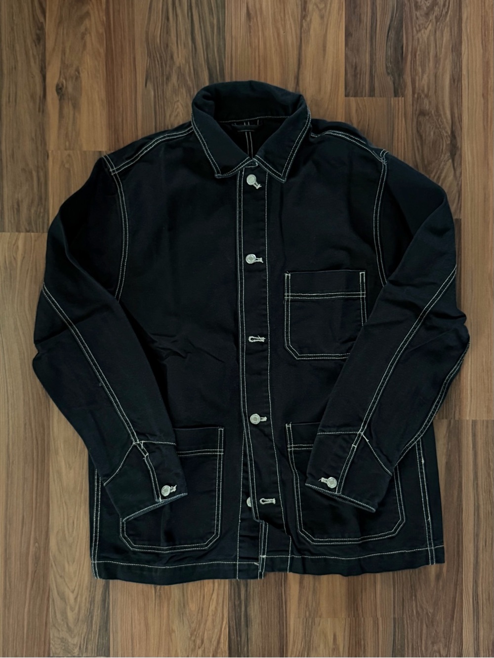 H&M Black Jacket with White Contrast Stitching